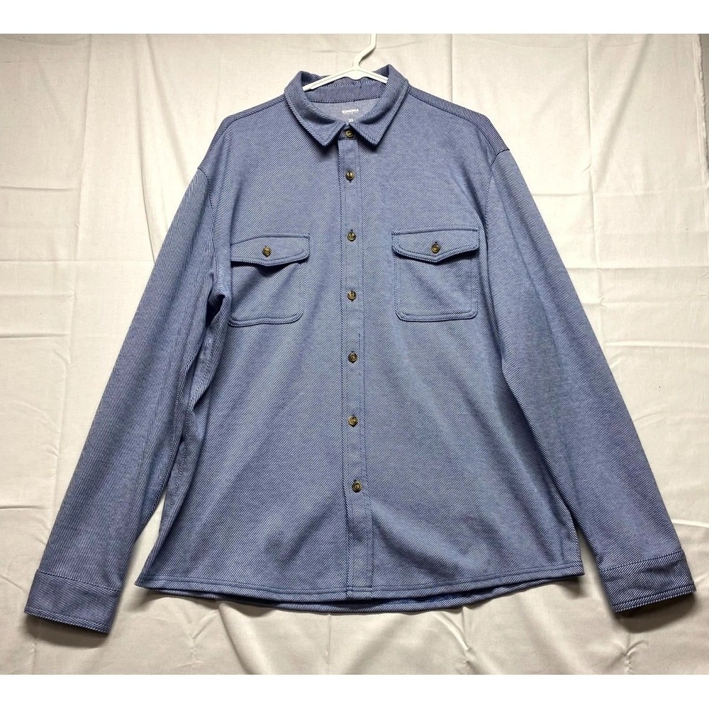 Sonoma Goods For Life Shacket Mens XL Blue Striped Stretch Casual Button Up